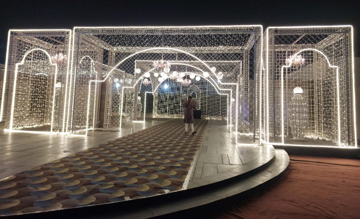 Vibrant garba night setup at Upvan Party Plot